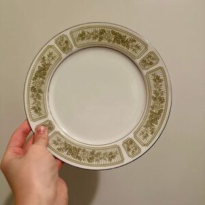 Vintage white plate with green floral detailing - $10 + shipping